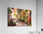 Flower Filled Cobblestone Alley  Acrylic Print