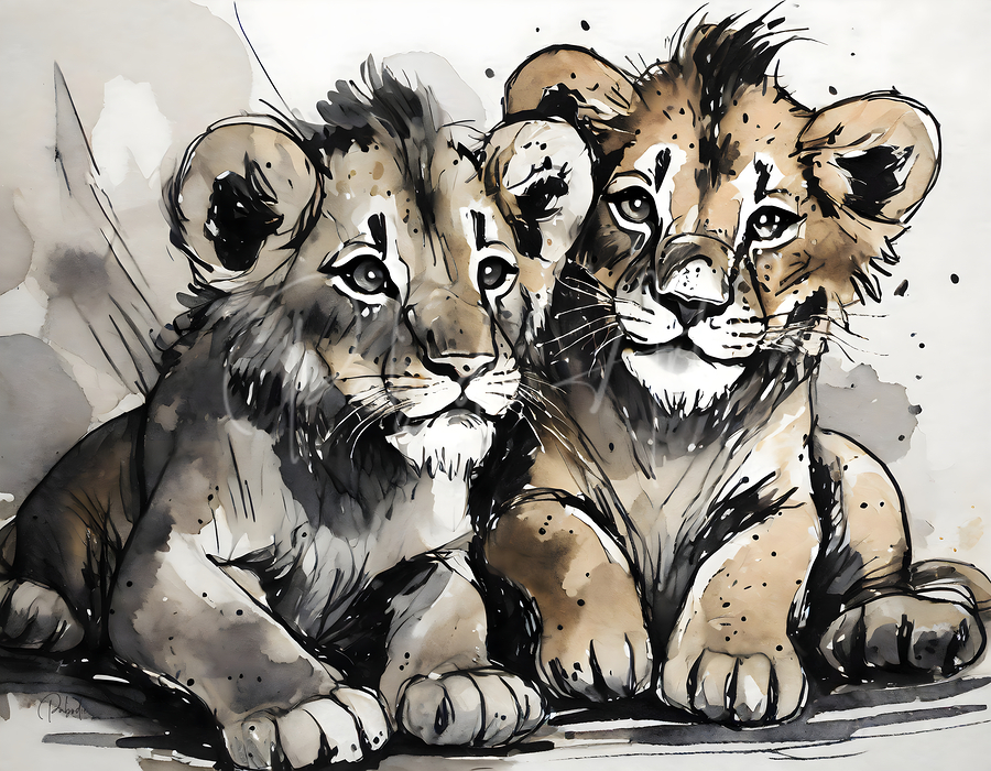 Little Lion Cubs  Print