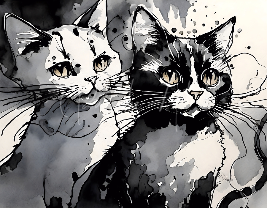 Two Fine Felines  Print