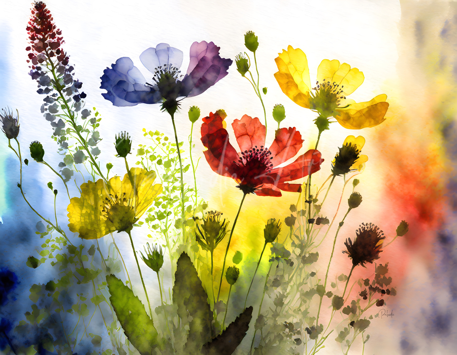 Wildflowers In Watercolor  Print
