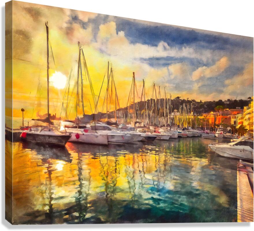 French Riviera Sunset Reflections  Canvas Print