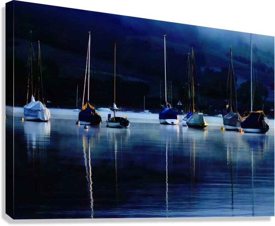 Sailboats and Mooring Buoys at Dusk  Canvas Print