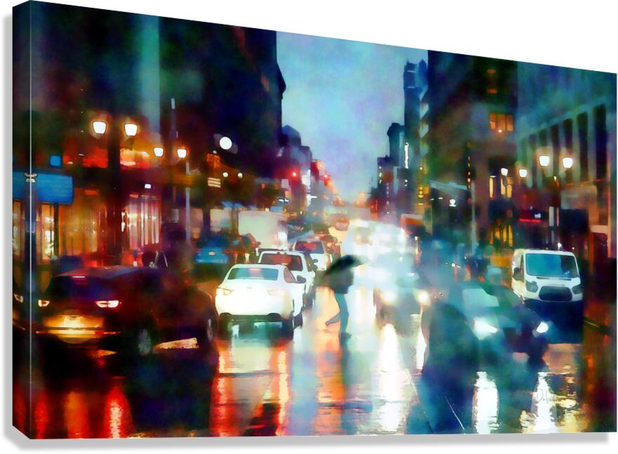 Reflections of New York CIty Streets In The Rain  Canvas Print