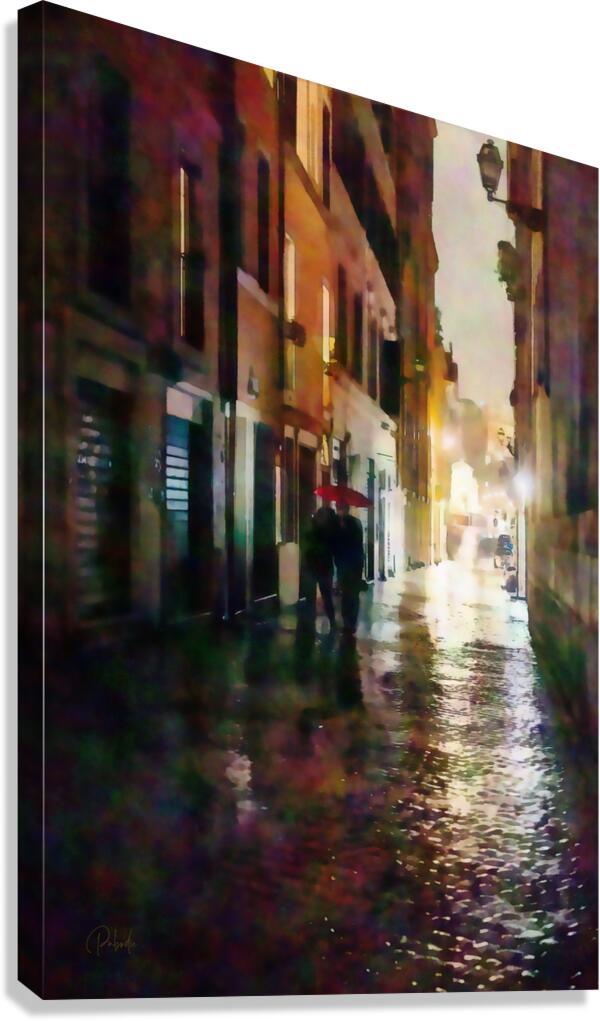 Rainy Walk Through a Cobblestone Alley  Canvas Print
