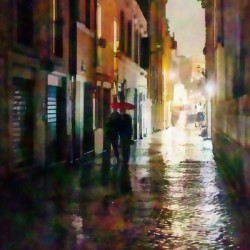 Rainy Walk Through a Cobblestone Alley