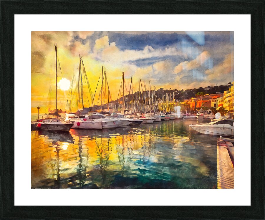 French Riviera Sunset Reflections  Framed Print Print
