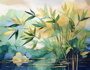 Bamboo Leaves in Water