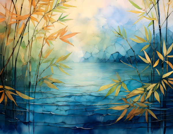 Mosiac Bamboo and Water Print