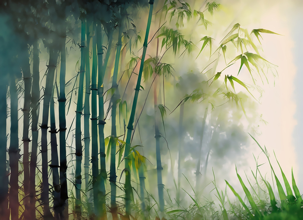 Bamboo Trees in the Fog Print