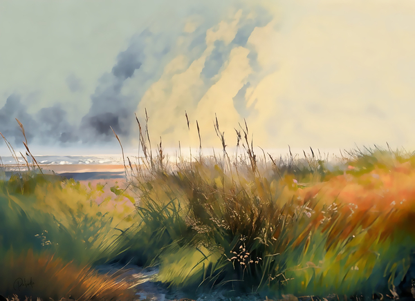 Beach Grasses Watercolor by Pabodie Art