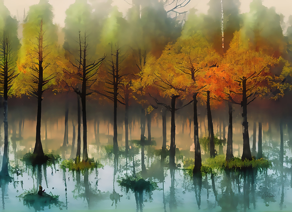 Cypress Trees in the Swamp II Print