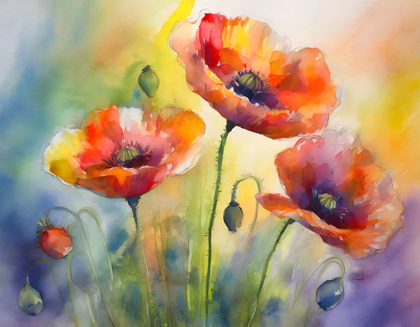 Dancing Poppies by Pabodie Art