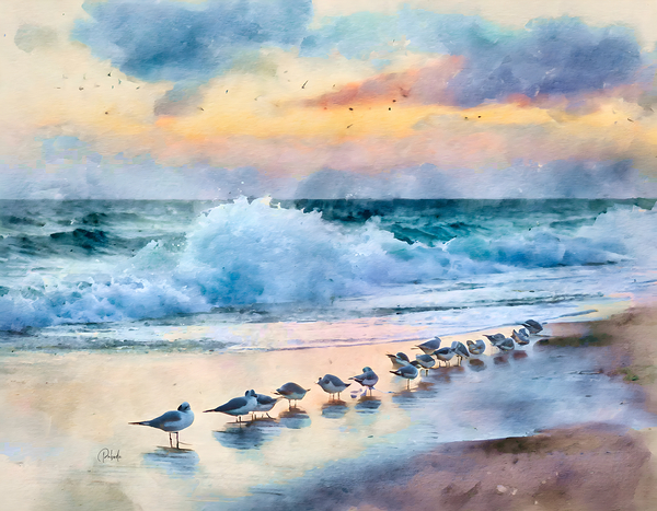 Sanderlings Along The Shore by Pabodie Art