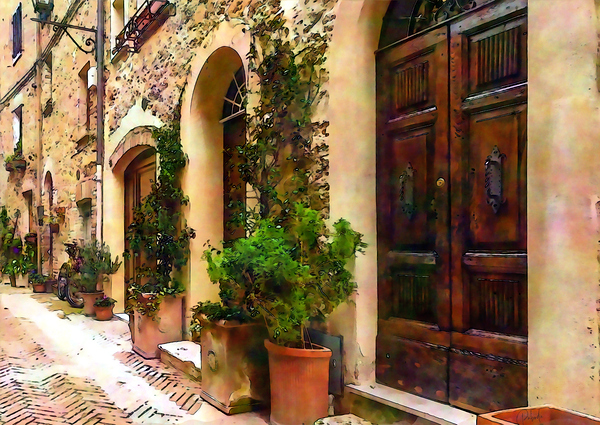 Stone Arched Doors Along the Way by Pabodie Art