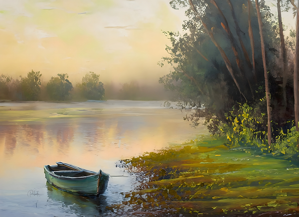 The Boat Along The Bank by Pabodie Art