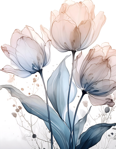Tulips Ink Wash Print