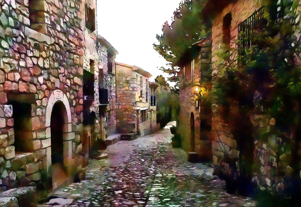 Tuscany Cobblestone Streets and Homes by Pabodie Art