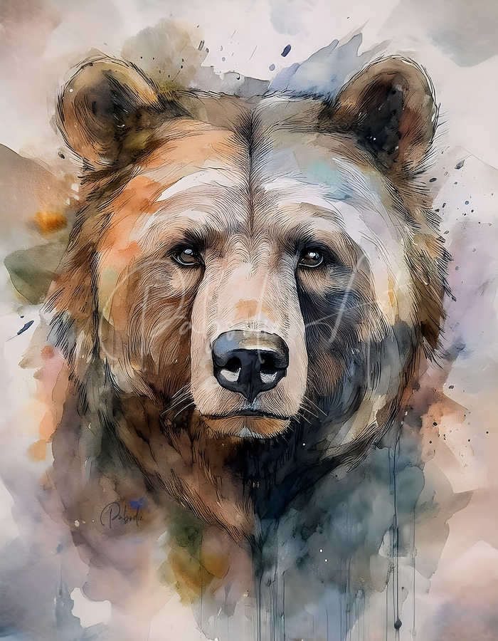 Brown Bear Inkwash  Print