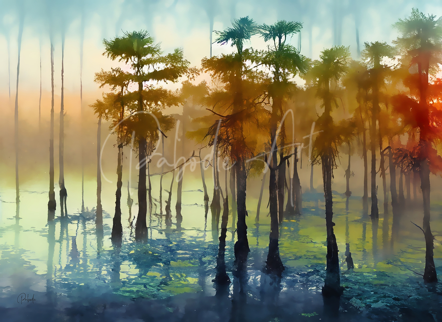 Cypress Trees in the Swamp  Print
