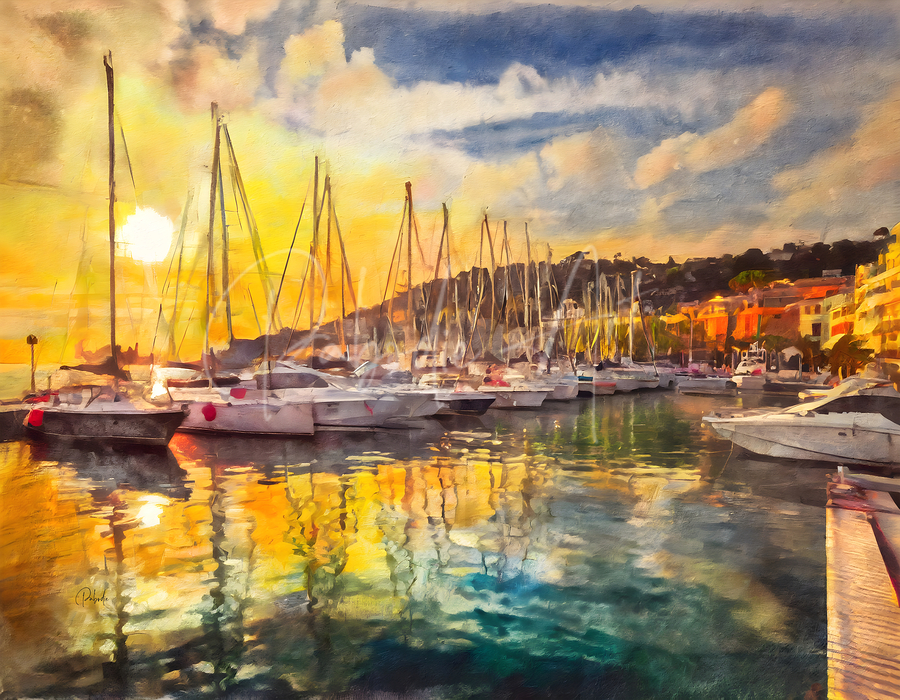 French Riviera Sunset Reflections  Print