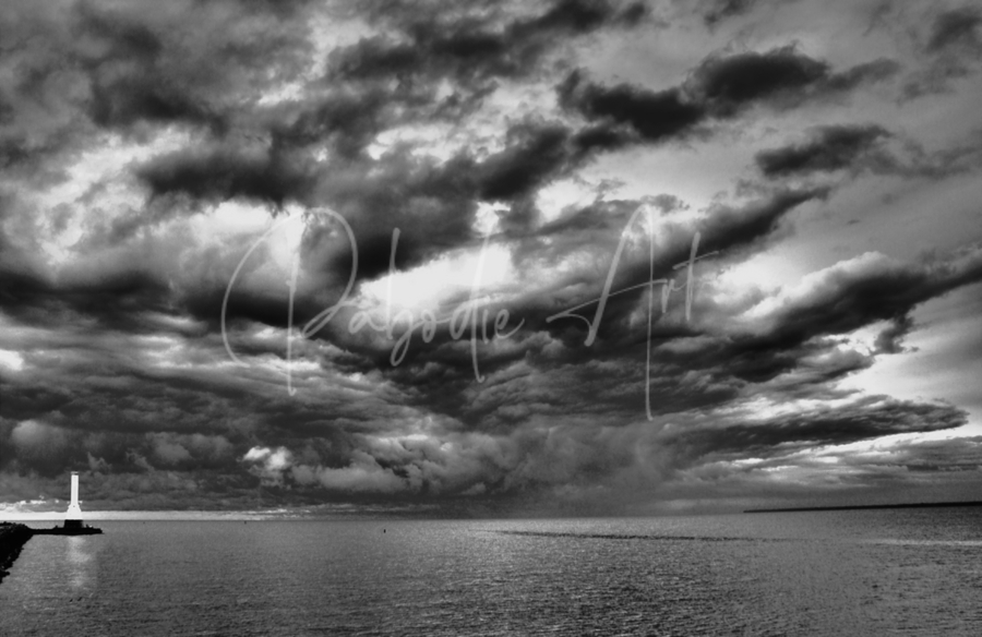 Huron Lighthouse  - Incoming Storm  Print