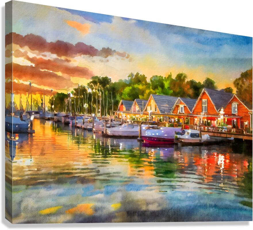 River Living Sunset  Canvas Print