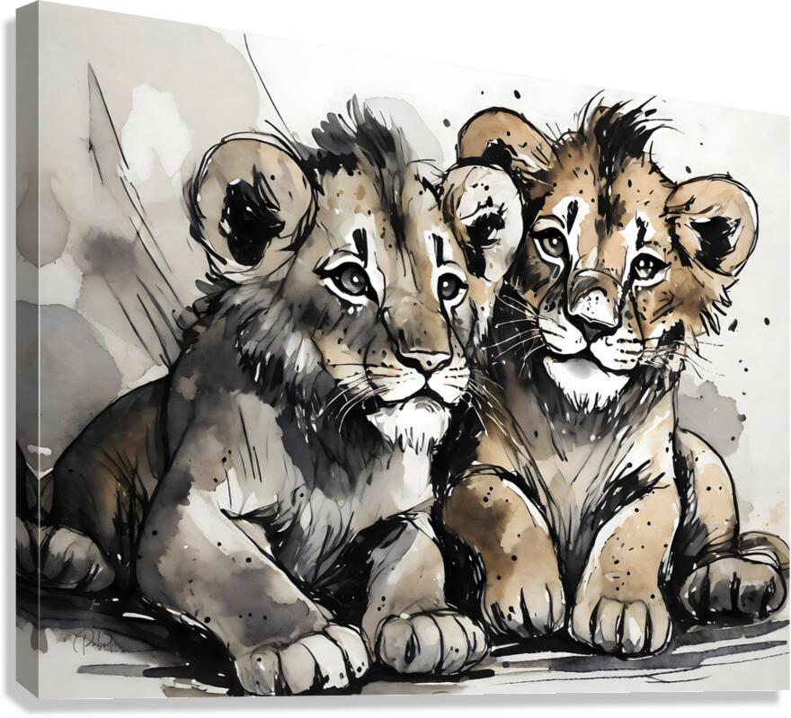 Little Lion Cubs  Impression sur toile