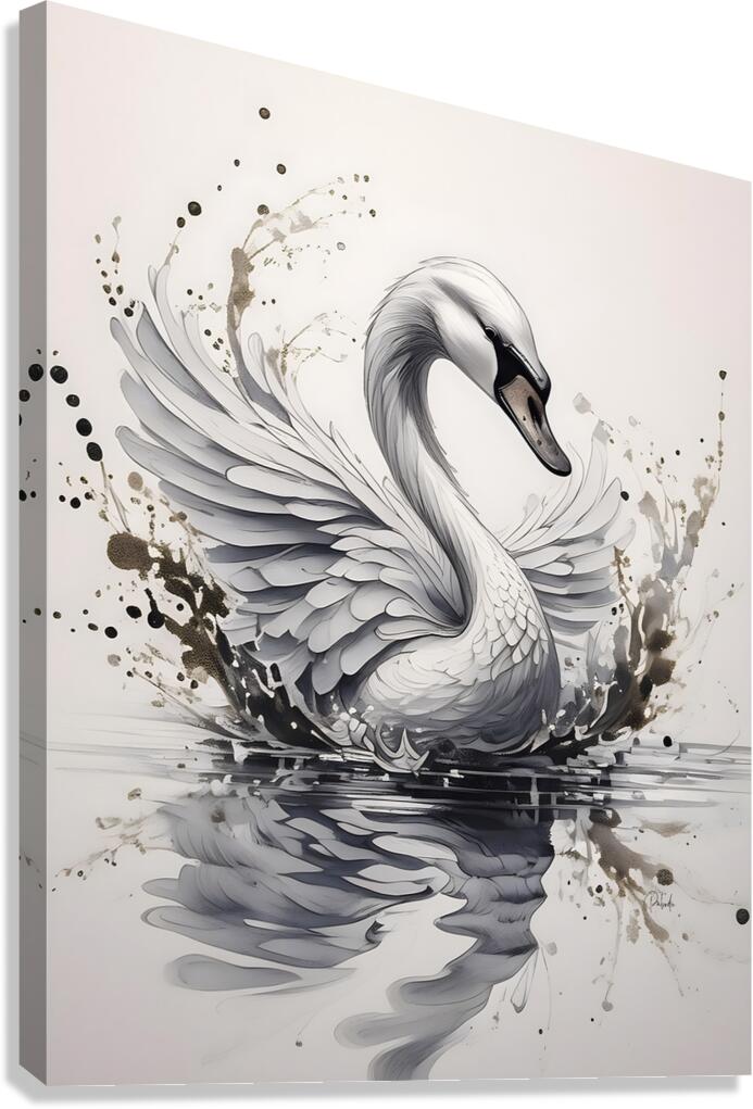 The Swan Ink Wash  Canvas Print