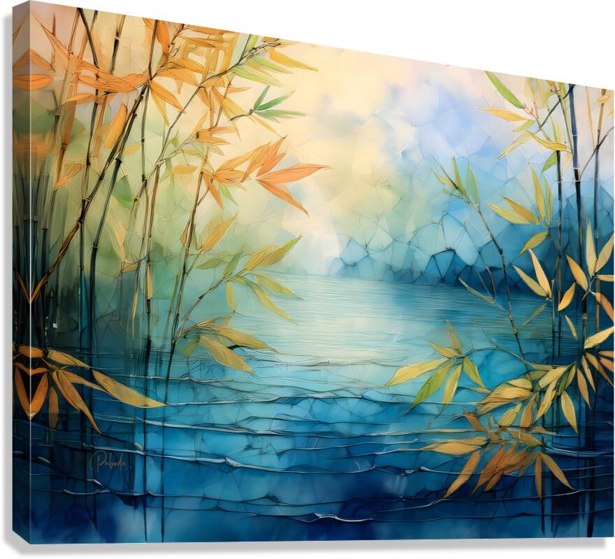 Mosiac Bamboo and Water Canvas Print