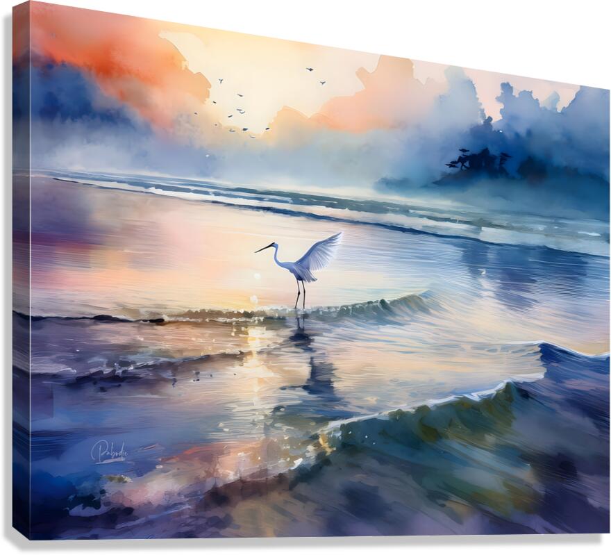 Egret Fishing Canvas Print