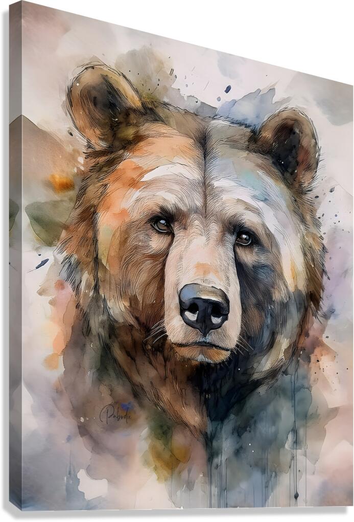 Brown Bear Inkwash Canvas Print