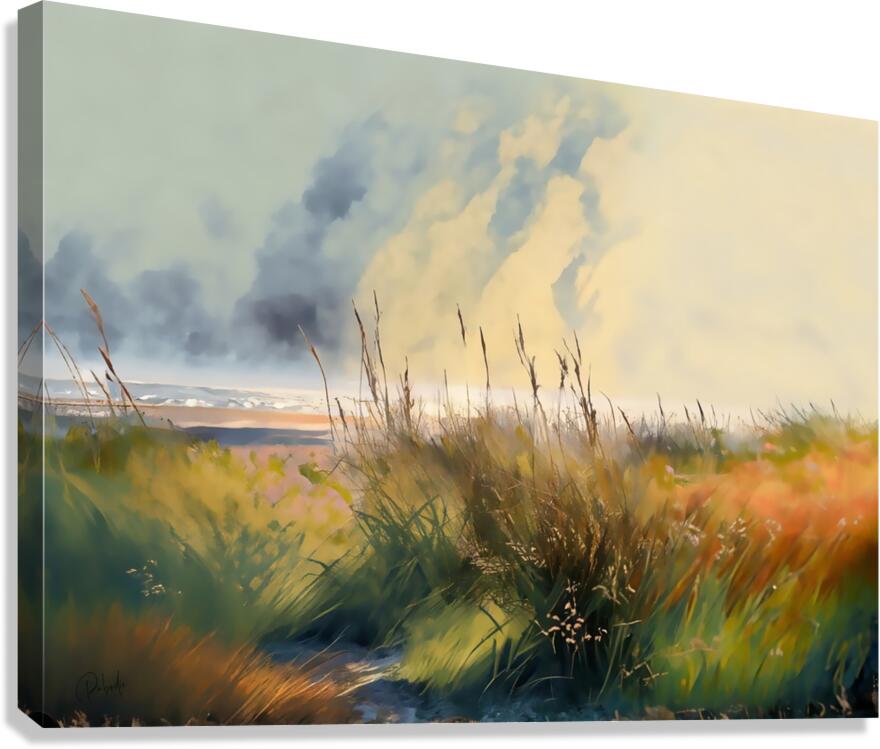 BEACH GRASSES WATERCOLOR PABODIE ART  Canvas Print