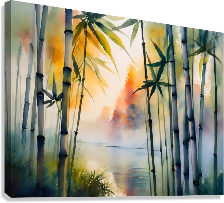 BAMBOO TREES WATERCOLOR PABODIE ART  Canvas Print