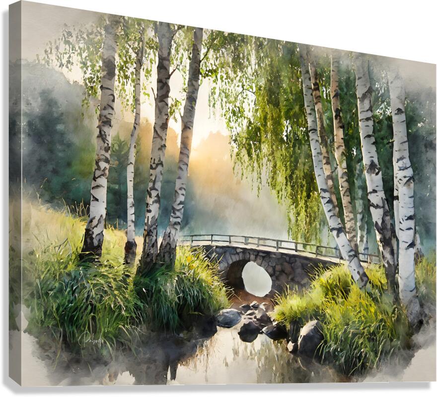 Birch Glen Stone Bridge  Canvas Print
