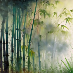 Bamboo Trees in the Fog