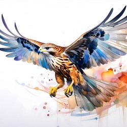 Hawk In Flight Ink Wash