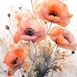 Poppies Ink Wash