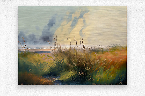 Beach Grasses Watercolor  Metal print