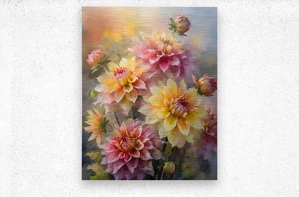 Dahlia Blooms and Buds  Metal print