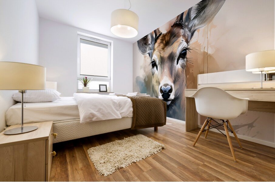 The Eyes of a Deer Inkwash Mural print