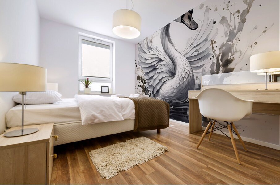 The Swan Ink Wash Mural print