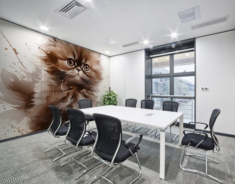 Chocolate Persian Kitten Ink Wash Wall Printing