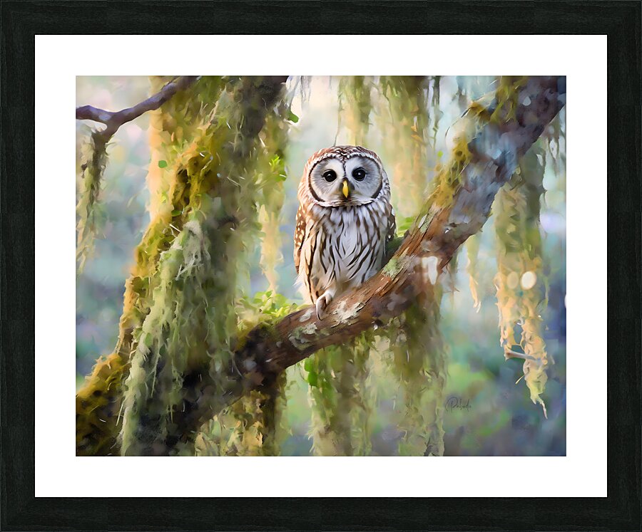 Barred Owl and Spanish Moss  Framed Print Print