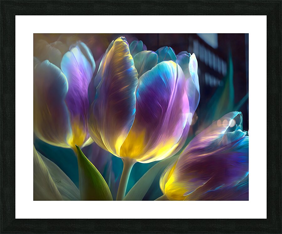 Golden Lit Tulips  Framed Print Print