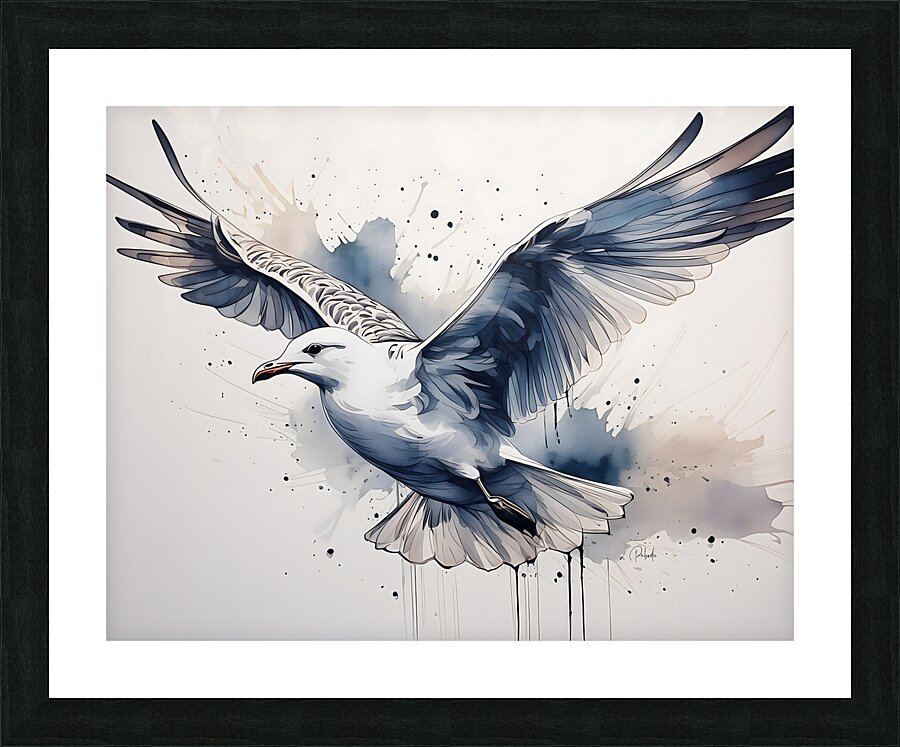 Sea Gull Ink Wash  Framed Print Print