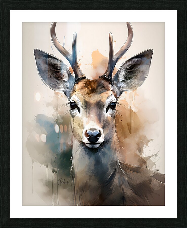 The Eyes of a Deer Inkwash Picture Frame print