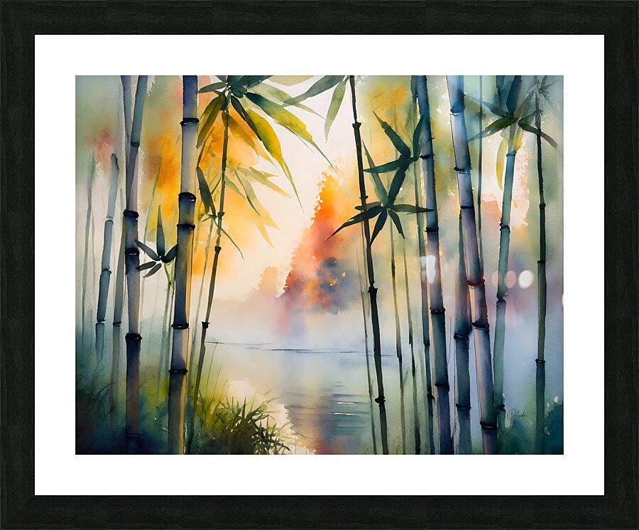 Bamboo Trees Watercolor Picture Frame print