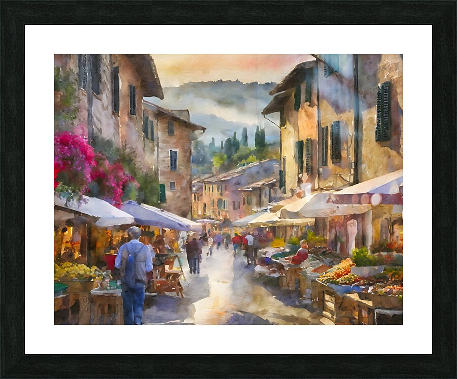 Tuscany Farmers Market  Framed Print Print