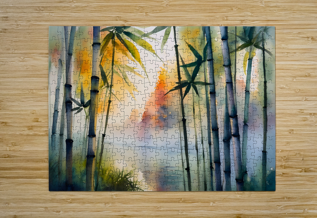 Bamboo Trees Watercolor Pabodie Art Puzzle printing