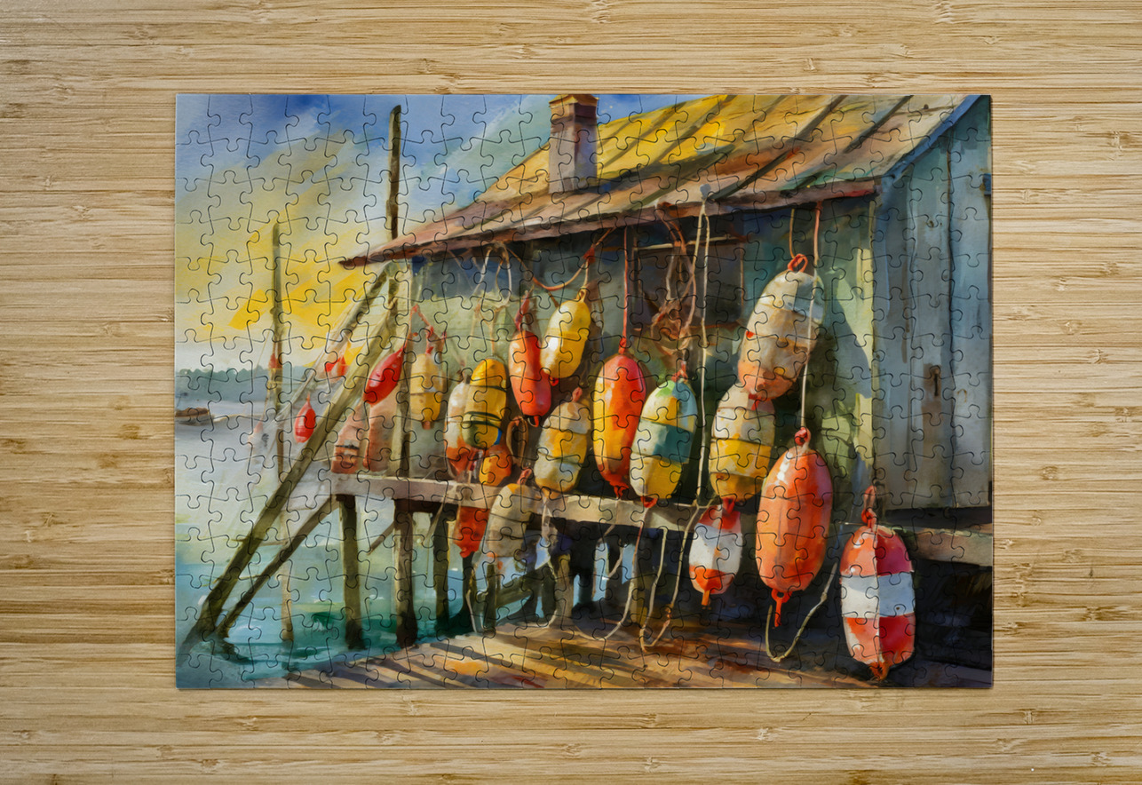 Lobster Buoy Shack Pabodie Art Puzzle printing